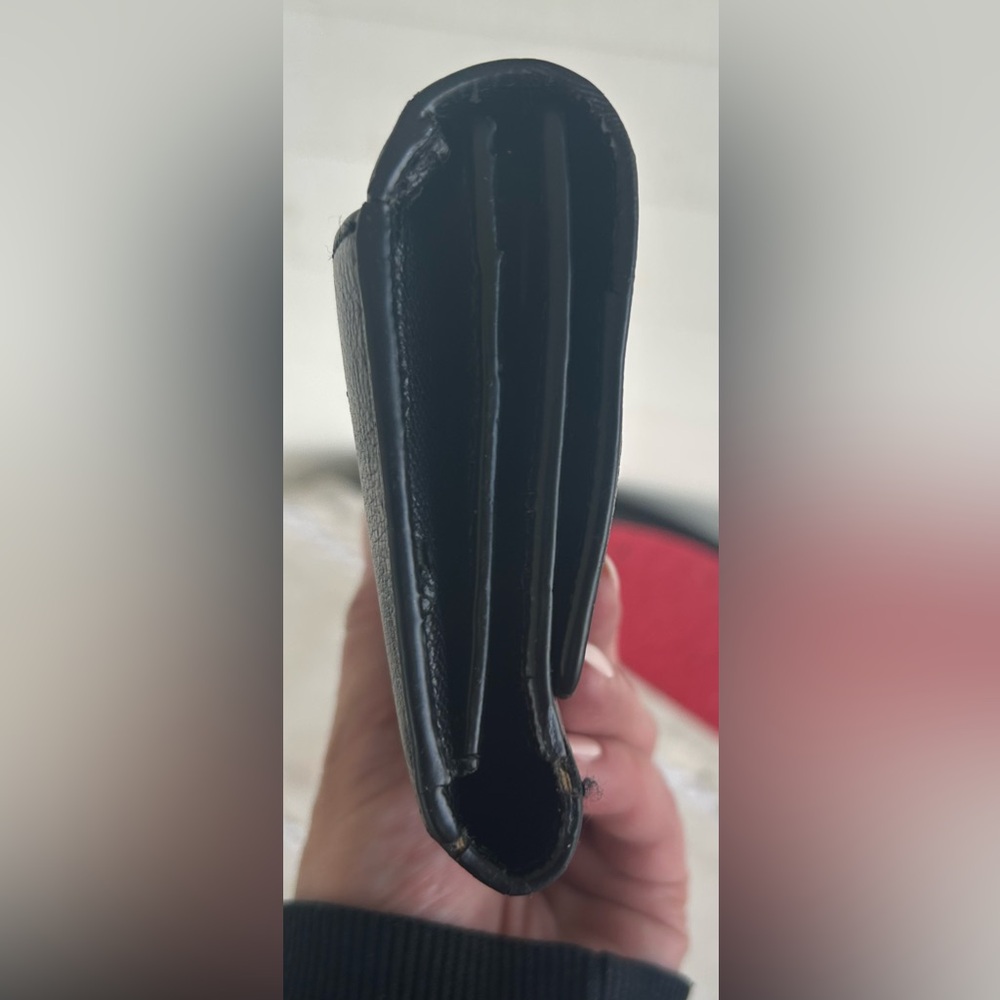 COACH BLACK LEATHER TRIFOLD WALLET WITH PEBBLED LEATHER LANYARD. LIKE NEW! - Picture 9 of 12